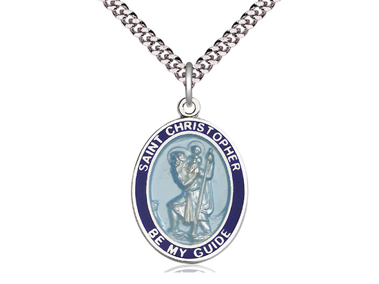 St Christopher w/Epoxy<br>Oval Patron Saint Series<br>Available in 2 Colors/Sizes