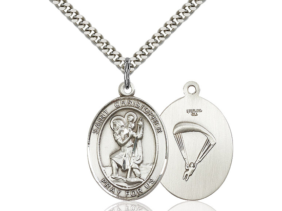 St. Christopher Paratrooper<br>Oval Patron Saint Series<br>Available in 2 Sizes