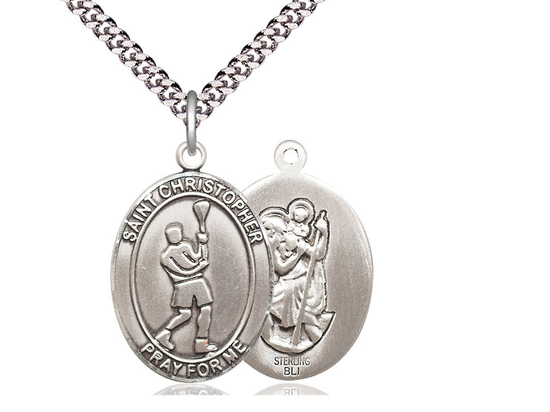 St Christopher Lacrosse<br>Oval Patron Saint Series<br>Available in 3 Sizes