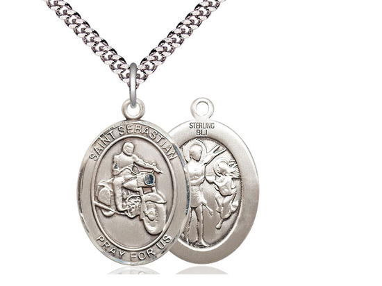 St Sebastian Motorcycle<br>Oval Patron Saint Series<br>Available in 3 Sizes