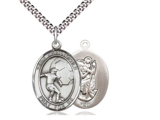 St Christopher Soccer<br>Oval Patron Saint Series<br>Available in 3 Sizes