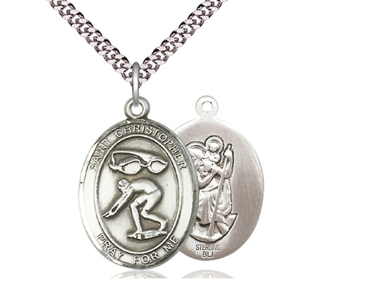 St Christopher Swimming<br>Oval Patron Saint Series<br>Available in 3 Sizes