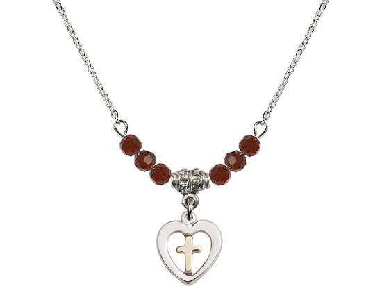 N20 Birthstone Necklace<br>Heart / Cross<br>Available in 15 Colors