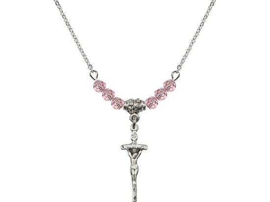N20 Birthstone Necklace<br>Papal Crucifix<br>Available in 15 Colors