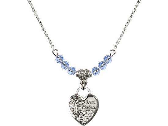 N20 Birthstone Necklace<br>St. Michael Heart<br>Available in 15 Colors