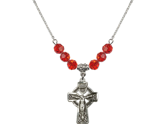 N30 Birthstone Necklace<br>Celtic Crucifix<br>Available in 15 Colors