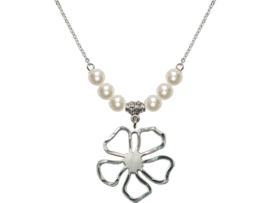 N31 Birthstone Necklace<br>Five Pedal Flower