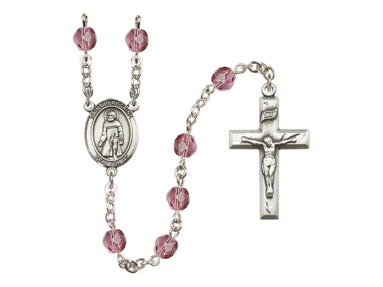 Saint Peregrine Laziosi<br>R6000-8088 6mm Rosary<br>Available in 12 colors