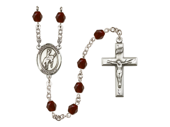 Saint Christopher / Rodeo<br>R6000-8192 6mm Rosary<br>Available in 12 colors