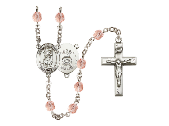 Saint Christopher / Air Force<br>R6000-8022--1 6mm Rosary<br>Available in 12 colors