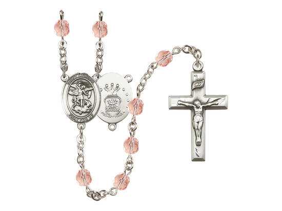Saint Michael / Air Force<br>R6000-8076--1 6mm Rosary<br>Available in 12 colors
