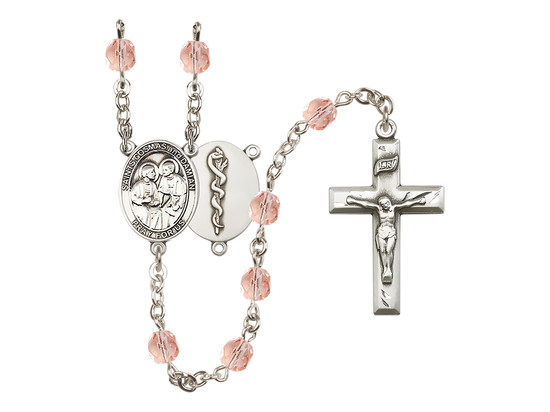 Saints Cosmas & Damian / Doctors<br>R6000-8132--8 6mm Rosary<br>Available in 12 colors
