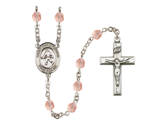 Saint Christopher / Field Hockey<br>R6000-8195 6mm Rosary<br>Available in 12 colors