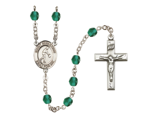 Saint Sebastian/Basketball<br>R6000-8163 6mm Rosary<br>Available in 12 colors