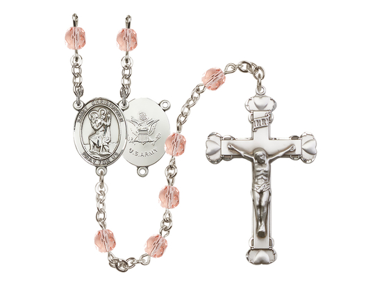 Saint Christopher / Army<br>R6001-8022--2 6mm Rosary<br>Available in 12 colors