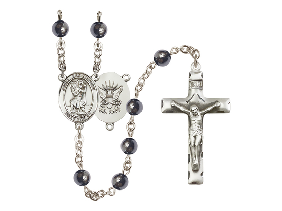 Saint Christopher/Navy<br>R6002-8022--6 6mm Rosary