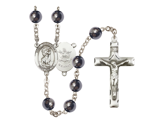 Saint Christopher/Army<br>R6003-8022--2 8mm Rosary
