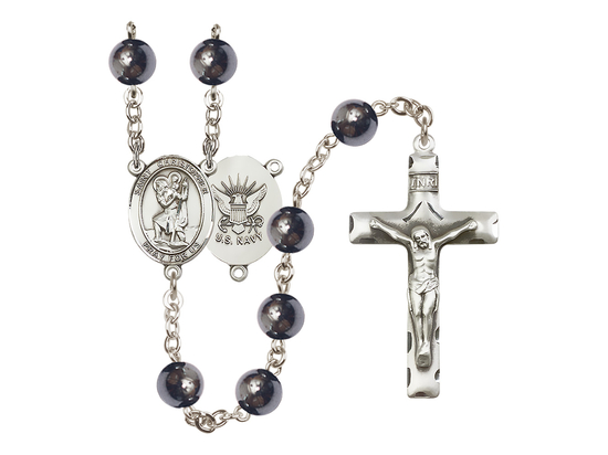 Saint Christopher/Navy<br>R6003-8022--6 8mm Rosary