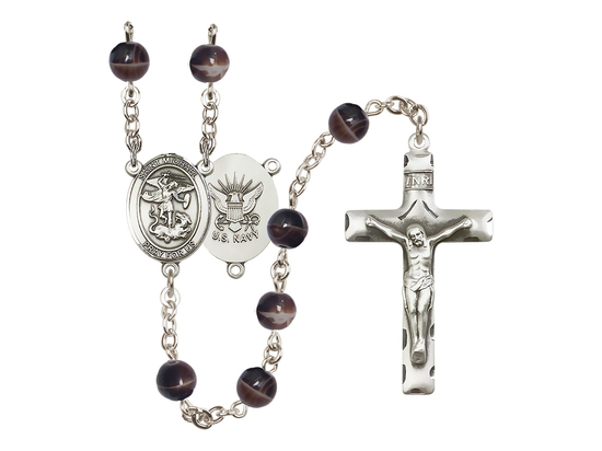 Saint Michael the Archangel/Navy<br>R6004-8076--6 7mm Rosary