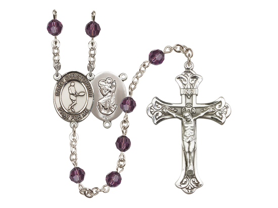 Saint Christopher/Tennis<br>R9401-8156 6mm Rosary<br>Available in 12 colors