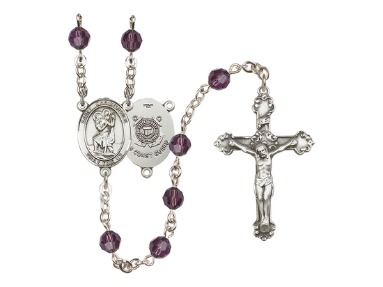 Saint Christopher / Coast Guard<br>R9402-8022--3 6mm Rosary<br>Available in 12 colors
