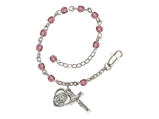 Miraculous Heart<br>RB0034#1 4mm Rosary Bracelet<br>Available in 15 colors