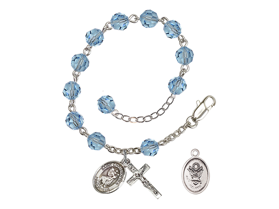 Saint Christopher / Army<br>RB0866-9022--2 6mm Rosary Bracelet<br>Available in 19 colors