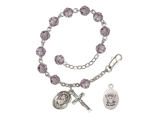 Saint Christopher / Navy<br>RB0866-9022--6 6mm Rosary Bracelet<br>Available in 19 colors