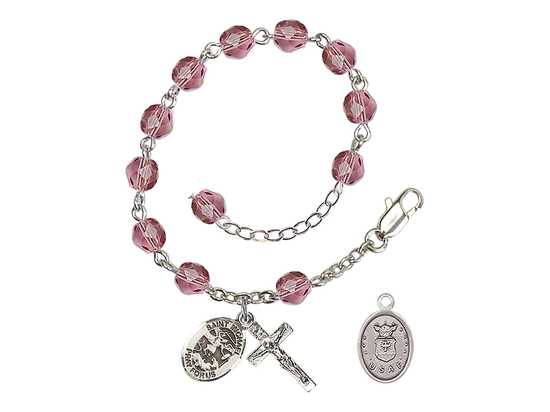 Saint Michael / Air Force<br>RB2400-9076--1 6mm Rosary Bracelet<br>Available in 15 colors