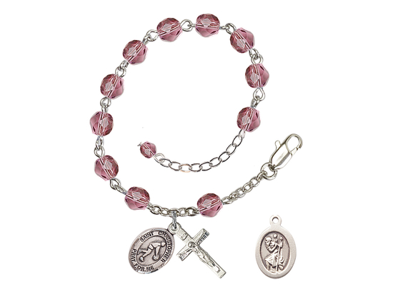 Saint Christopher/Basketball<br>RB6000-9153 6mm Rosary Bracelet<br>Available in 12 colors