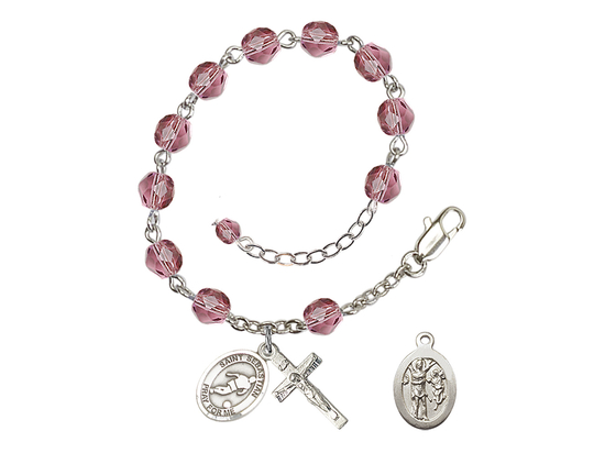 Saint Sebastian/Soccer<br>RB6000-9164 6mm Rosary Bracelet<br>Available in 11 colors