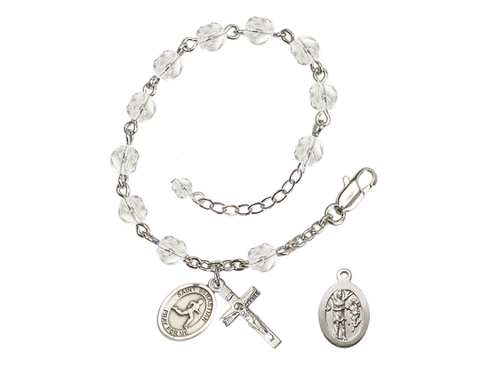 Saint Sebastian/Track & Field<br>RB6000-9176 6mm Rosary Bracelet<br>Available in 11 colors