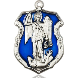 St. Michael the Archangel Shield<br>Available in 3 sizes<br>w/ Blue Epoxy