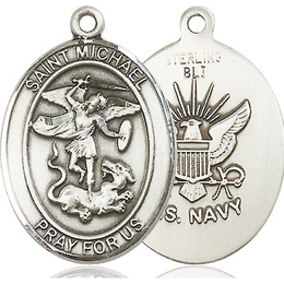 St Michael Navy<br>Oval Patron Saint Series<br>Available in 2 Sizes