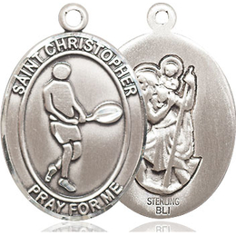St Christopher Tennis<br>Oval Patron Saint Series<br>Available in 3 Sizes