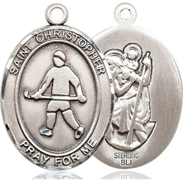 St Christopher Field Hockey<br>Oval Patron Saint Series<br>Available in 3 Sizes
