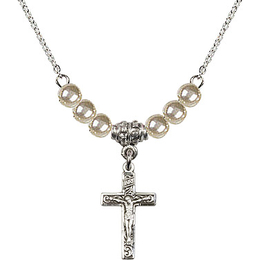 N02 / Faux Pearl Beads<br>0672 - Crucifix