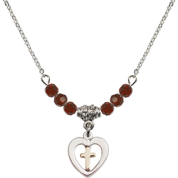 N20 Birthstone Necklace<br>Heart / Cross<br>Available in 15 Colors