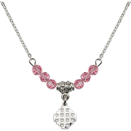 N20 Birthstone Necklace<br>Jerusalem Cross<br>Available in 15 Colors