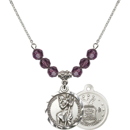 N30 Birthstone Necklace<br>St. Christopher / Air Force<br>Available in 15 Colors