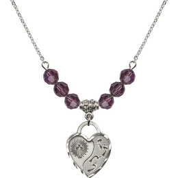 N30 Birthstone Necklace<br>Footprints Heart<br>Available in 15 Colors