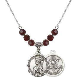 N30 Birthstone Necklace<br>St. Christopher / Army<br>Available in 15 Colors