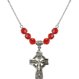 N30 Birthstone Necklace<br>Celtic Crucifix<br>Available in 15 Colors