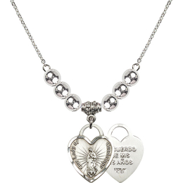 N32 Birthstone Necklace<br>O/L of Guadalupe Heart / Recuerdo
