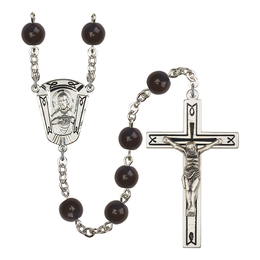 Scapular<br>R0938#1 8mm Rosary<br>Black Onyx<br>Plated