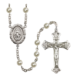 Our Lady of Peace<br>R5816CR 6mm Rosary<br>Cream Rose