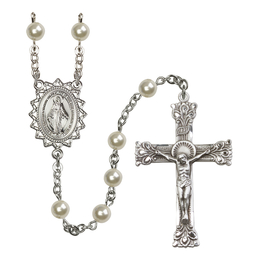 Miraculous<br>R5816CR#2 6mm Rosary<br>Cream Rose