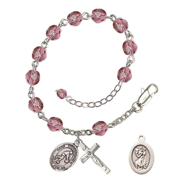 Saint Christopher/Basketball<br>RB6000-9153 6mm Rosary Bracelet<br>Available in 12 colors