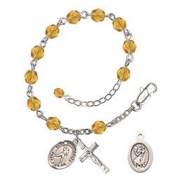 Saint Christopher/Football<br>RB6000-9151 6mm Rosary Bracelet<br>Available in 11 colors