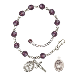 Saint Christopher/Baseball<br>RB9400-9150 6mm Rosary Bracelet<br>Available in 12 colors